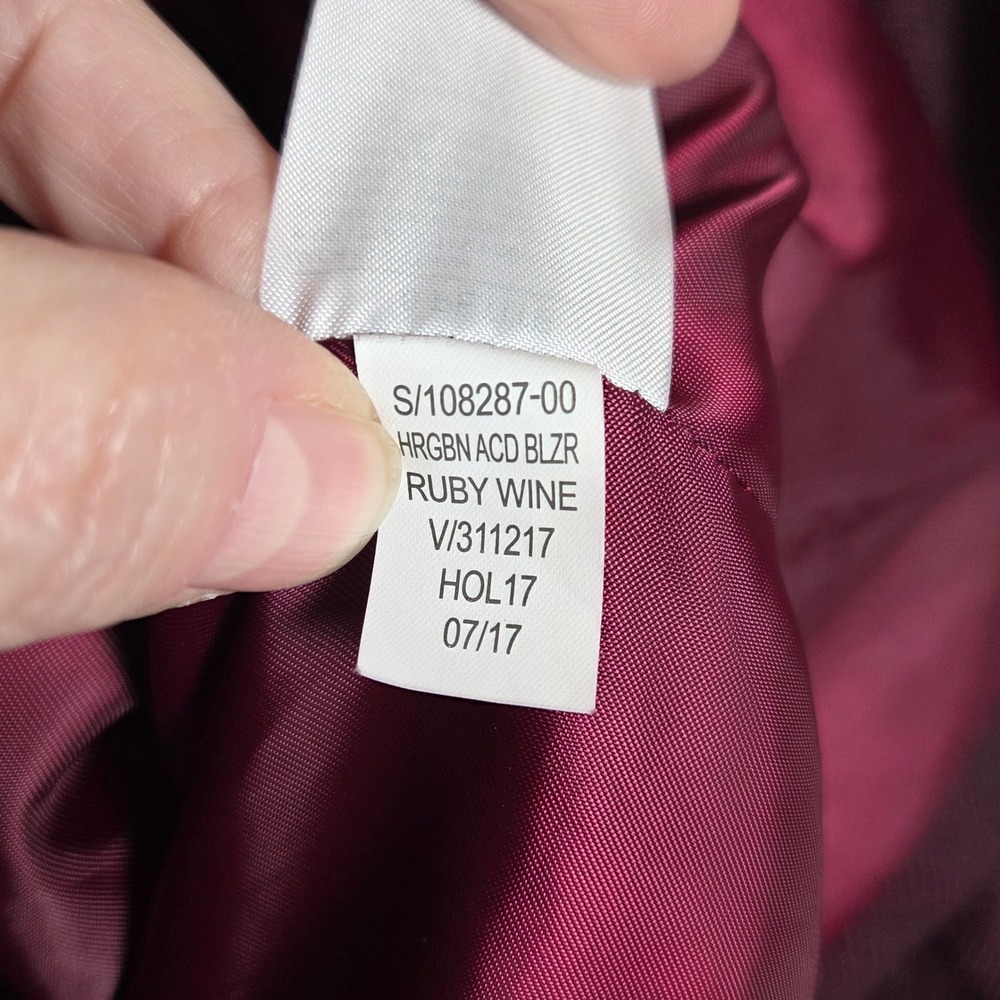 Banana Republic Academy Blazer 6P Ruby Wine Herringbone Dark Academia Officecore - Picture 7 of 10